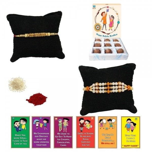 BOGATCHI 9 Chocolate Box 2 Rakhi Roli Chawal and Story Card C | Rakhi with Chocolates |  Rakhi Chocolates Gifts